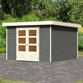 Abri de jardin en bois massif gris terre 9,24m² Askola 6 - Karibu Ma boutique